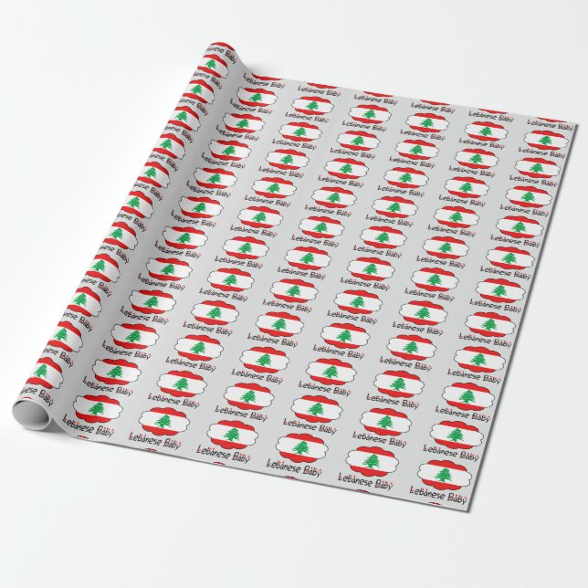 Papier Cadeau Papier d'emballage de bébé libanais de drapeau (Déroulé)