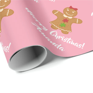 Papier Cadeau Papier d'emballage de bonhomme en pain d'épice de