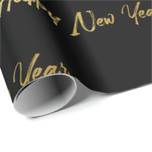 Papier Cadeau Papier d'emballage de bonne année (noir)