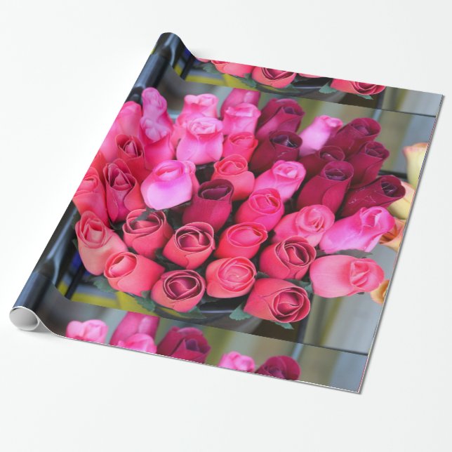 Papier Cadeau papier d'emballage de bouquet de rose (Déroulé)