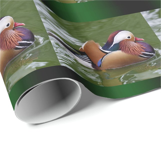 Papier Cadeau Papier d'emballage de canard de mandarine (Coin rond)