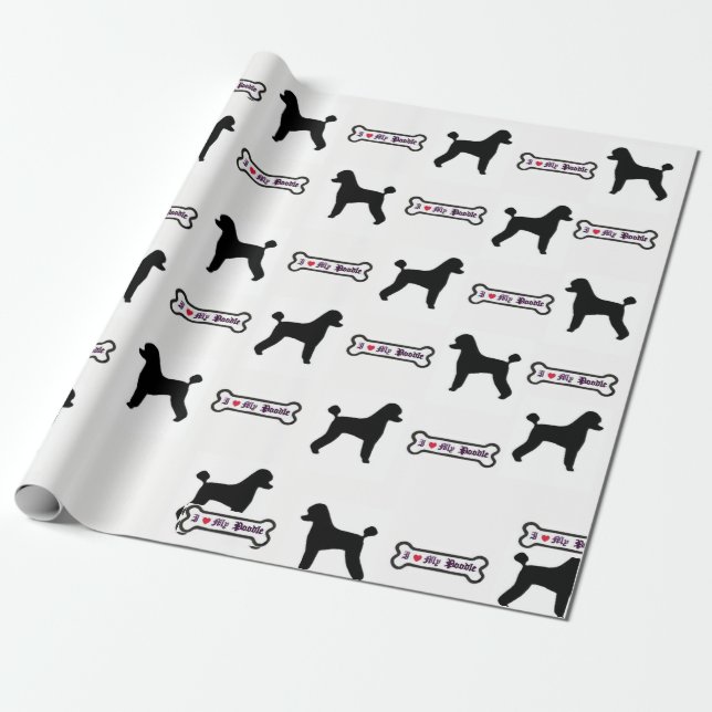 Papier Cadeau Papier d'emballage de caniche (Déroulé)