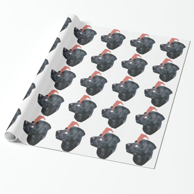 Papier Cadeau Papier d'emballage de casquette noir de labrador (Déroulé)