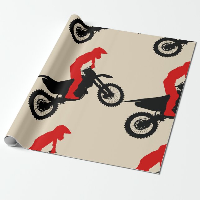 Papier Cadeau Papier d'emballage de cavalier de Motorcross (Déroulé)