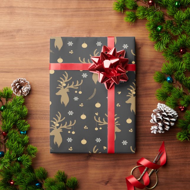 Papier Cadeau Papier d'emballage de cerf de Noël joyeux (Cadeau de vacances)