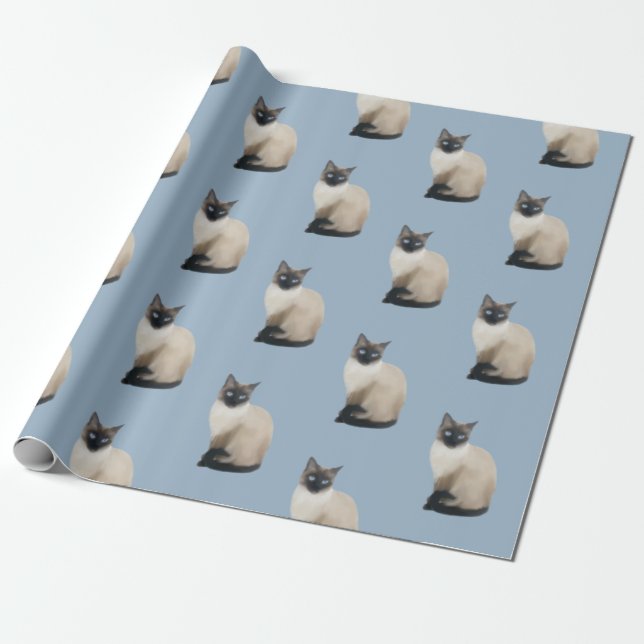 Papier Cadeau Papier d'emballage de chat siamois (Déroulé)