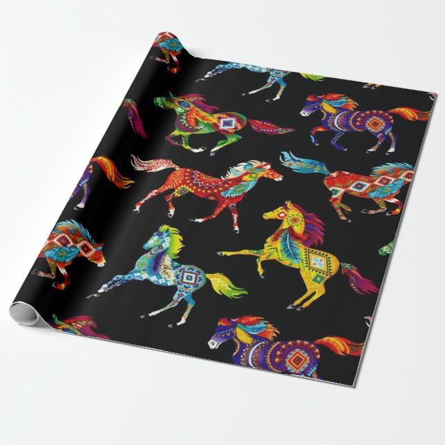 Papier Cadeau Papier d'emballage de cheval (Déroulé)