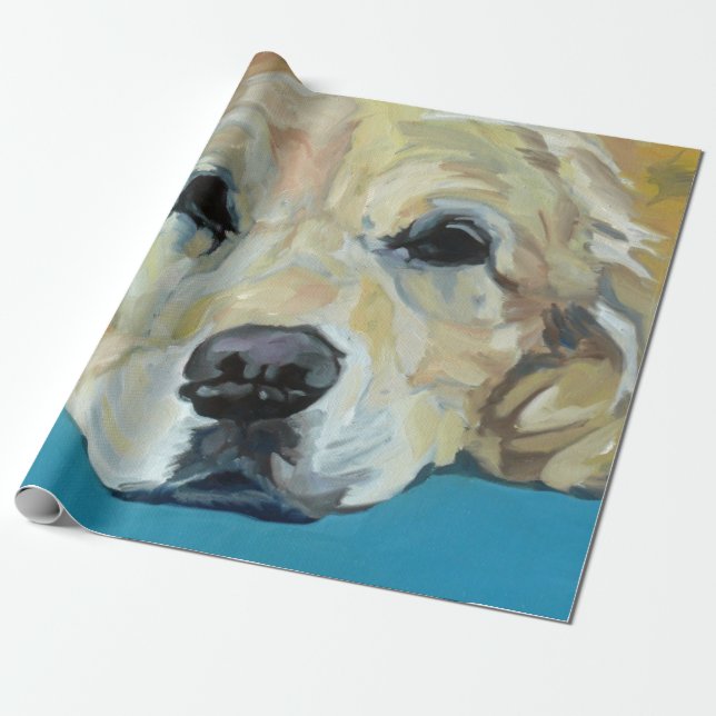 Papier Cadeau Papier d'emballage de chien de golden retriever (Déroulé)