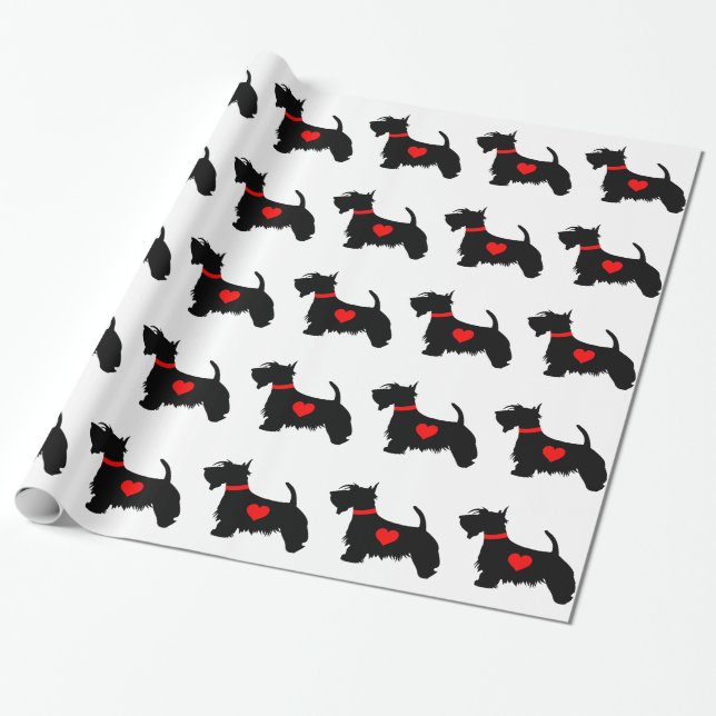 Papier Cadeau Papier d'emballage de chien de Scottie (Déroulé)