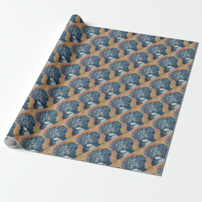 PAPIER CADEAU PAPIER D'EMBALLAGE DE CHIOT DOUX DE HAVANESE (Déroulé)