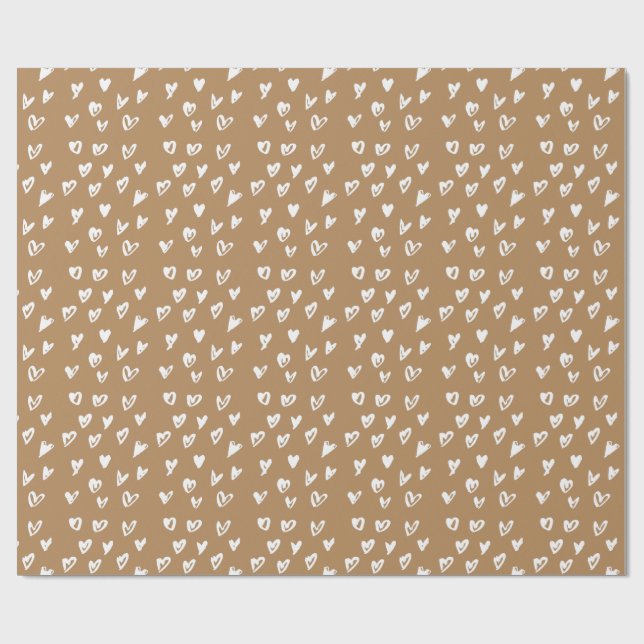 Papier Cadeau Papier d'emballage de coeurs blancs (Plat)