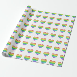 Papier Cadeau Papier d'emballage de coeurs d'arc-en-ciel