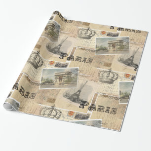 Papier Cadeau Papier d'emballage de collage français de carte