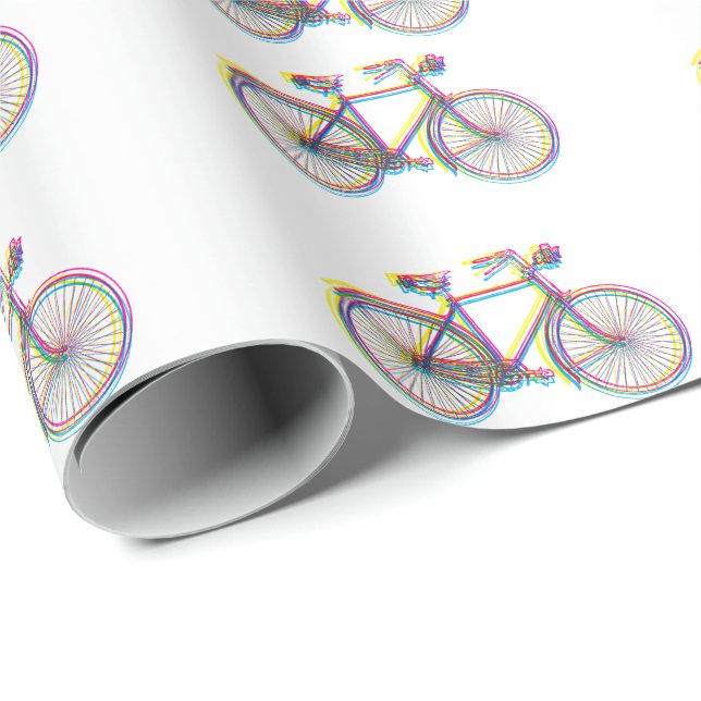 Papier Cadeau Papier d'emballage de conception de bicyclette (Coin rond)