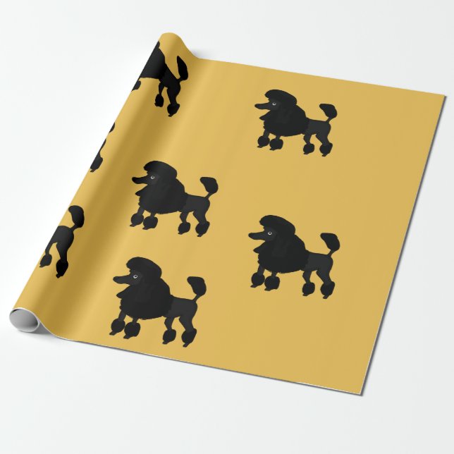 Papier Cadeau Papier d'emballage de conception de caniche (Déroulé)