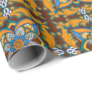 Papier Cadeau Papier d'emballage de conception de carreaux itali