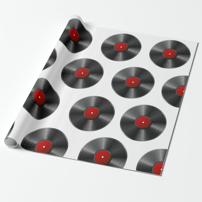 PAPIER CADEAU PAPIER D'EMBALLAGE DE CONCEPTION DE DISQUES VINYLE (Déroulé)
