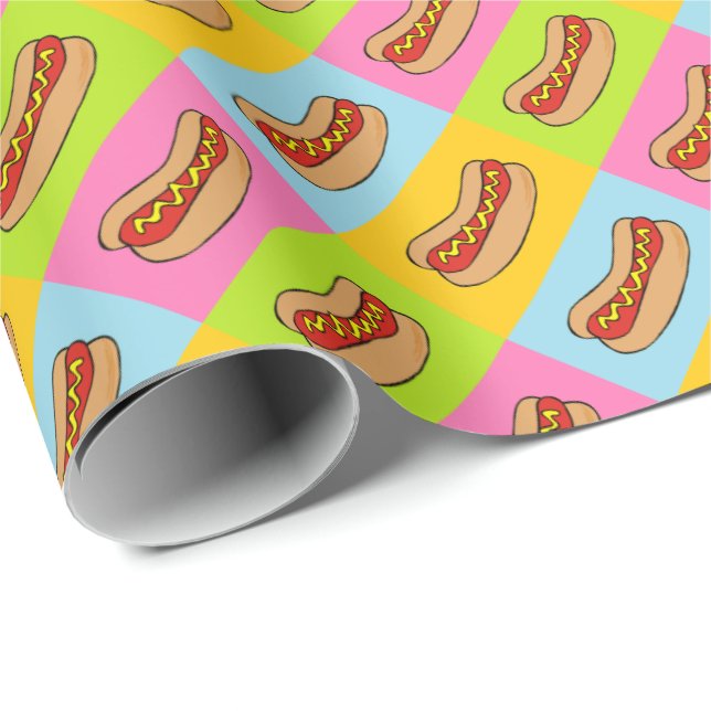 Papier Cadeau Papier d'emballage de conception de hot-dogs (Coin rond)