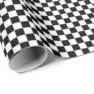 Papier Cadeau Papier d'emballage de contrôles noirs et blancs