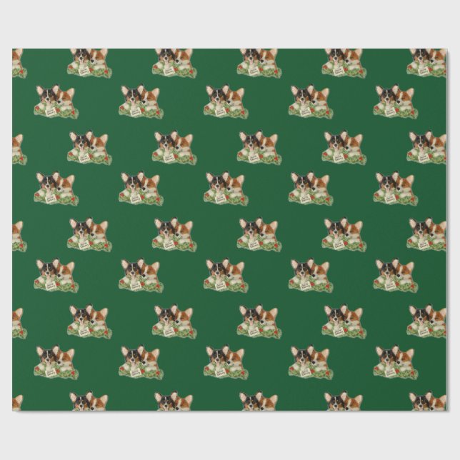 Papier Cadeau Papier d'emballage de corgi "de la livraison (Plat)