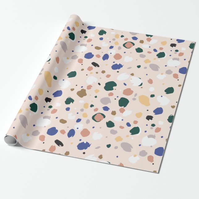 Papier Cadeau Papier d'emballage de couleurs de motif heureux de (Déroulé)