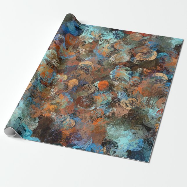 Papier Cadeau Papier d'emballage de courses turquoises et brunes (Déroulé)