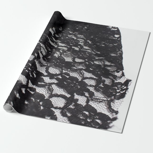 Papier Cadeau Papier d'emballage de dentelle noire (Déroulé)