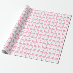 Papier Cadeau Papier d'emballage de dinosaure rose