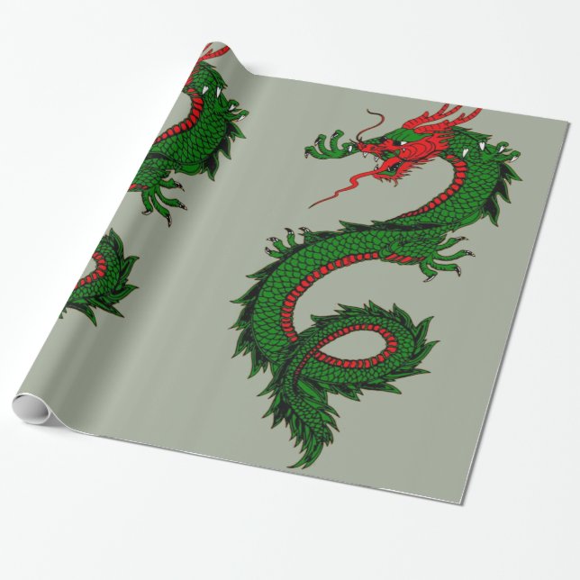 Papier Cadeau Papier d'emballage de dragon chinois (Déroulé)
