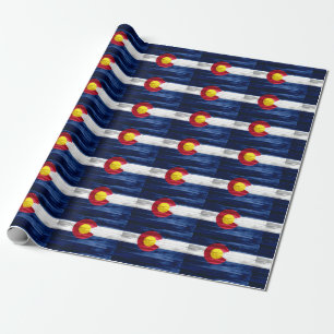 Papier Cadeau Papier d'emballage de drapeau en bois du Colorado