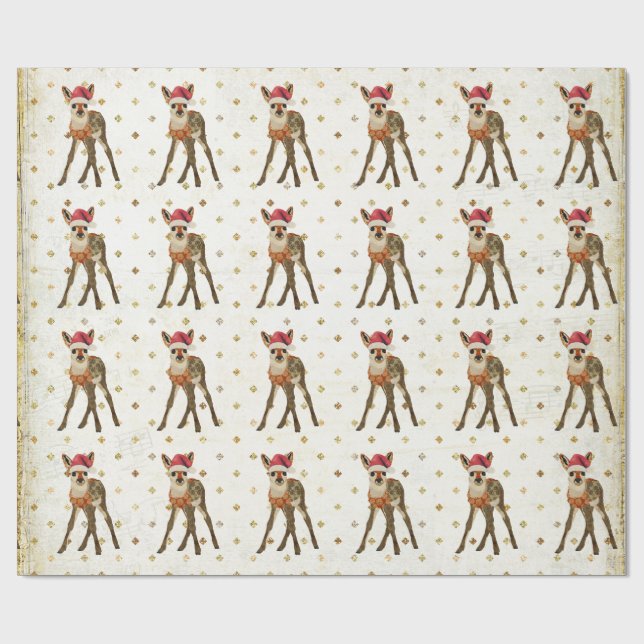 Papier Cadeau Papier d'emballage de FAON de NOËL (Plat)