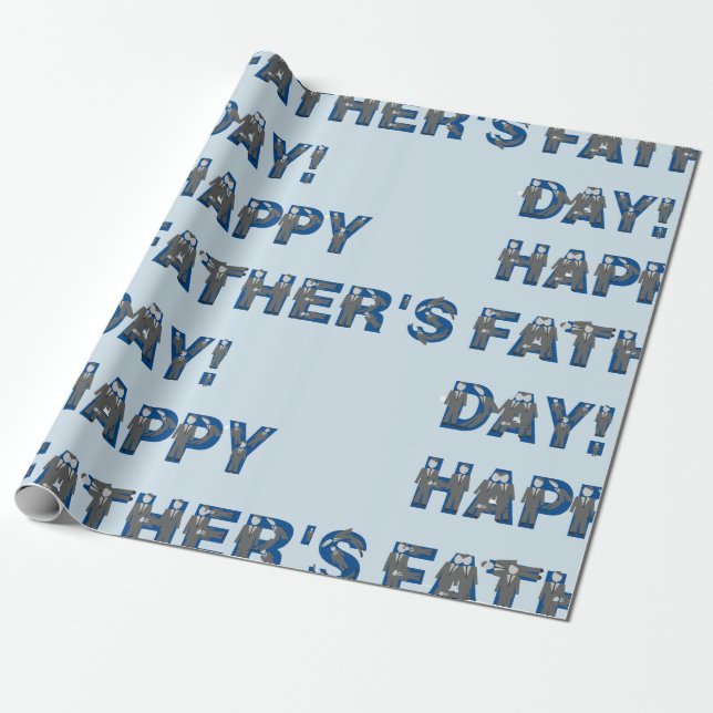 Papier Cadeau Papier d'emballage de fête des pères heureuse (Déroulé)