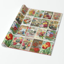 Papier d'emballage de fleur de graine de collage