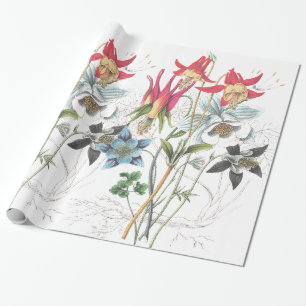 Papier Cadeau Papier d'emballage de fleurs de Columbine