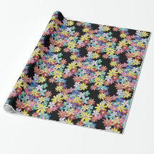 Papier d'emballage de fleurs de griffonnage
