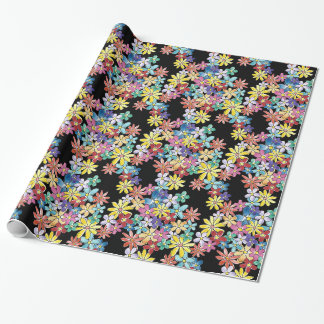 Papier Cadeau Papier d'emballage de fleurs de griffonnage