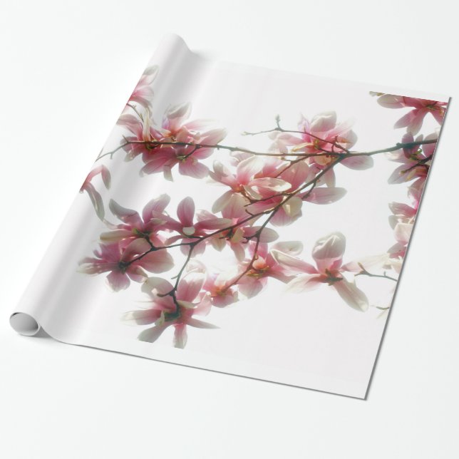 Papier Cadeau Papier d'emballage de fleurs de magnolia (Déroulé)