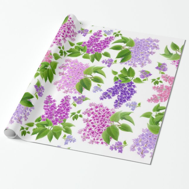 Papier Cadeau Papier d'emballage de fleurs lilas pourpres de (Déroulé)