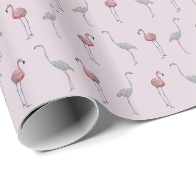 Papier Cadeau Papier d'emballage de frénésie de Flamant rose (Coin rond)