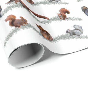 Papier Cadeau Papier d'emballage de frénésie d'écureuil