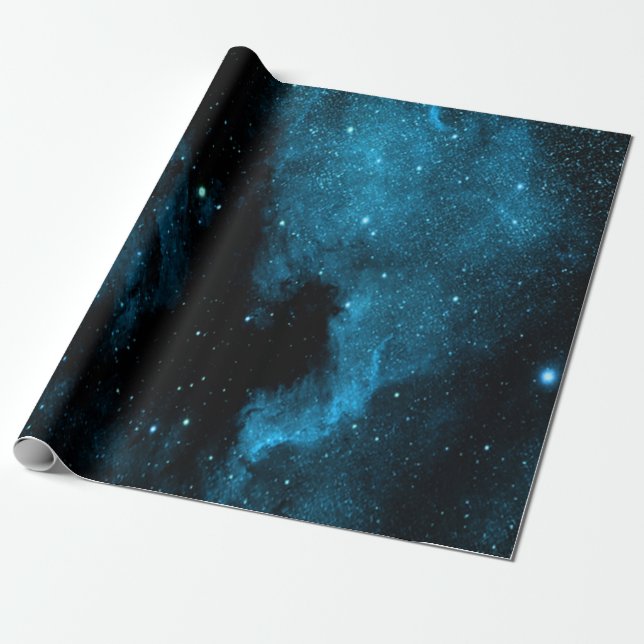 Papier Cadeau Papier d'emballage de galaxie bleue (Déroulé)