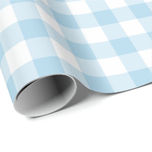 Papier Cadeau Papier d'emballage de guingan bleu-clair et blanc