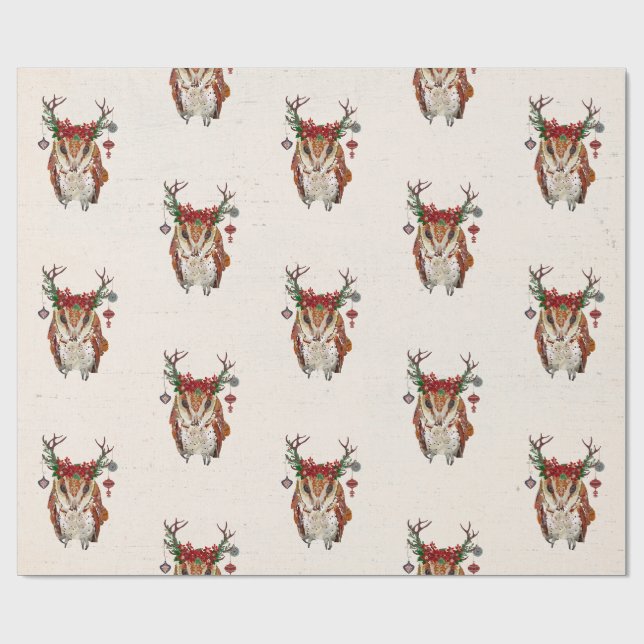Papier Cadeau Papier d'emballage de HIBOU AMBRE DE FÊTE (Plat)