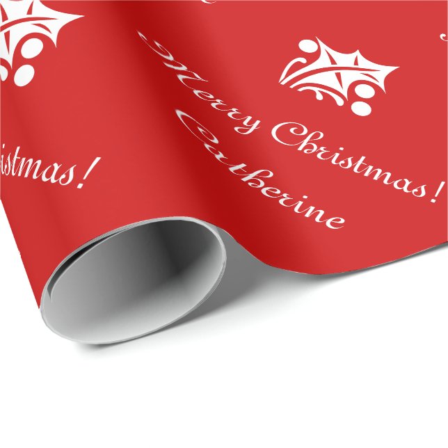 Papier Cadeau Papier d'emballage de Joyeux Noël avec le nom fait (Coin rond)