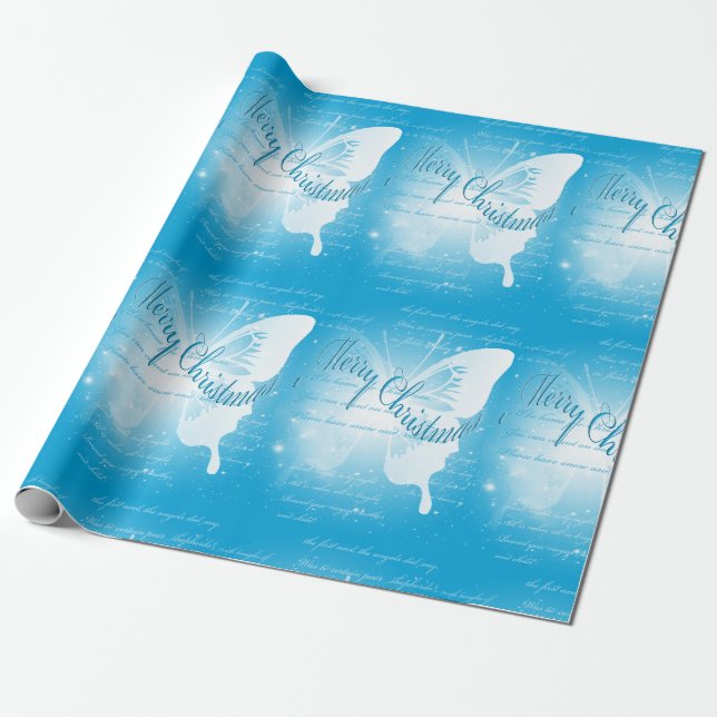 Papier Cadeau Papier d'emballage de Joyeux Noël de papillon (Déroulé)