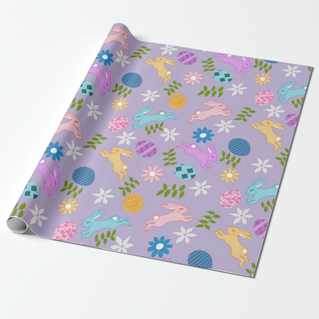 Papier Cadeau Papier d'emballage de la chasse aux oeufs de Pâque (Déroulé)