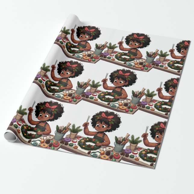 Papier Cadeau Papier d'emballage de la couronne de Noël de la fi (Déroulé)