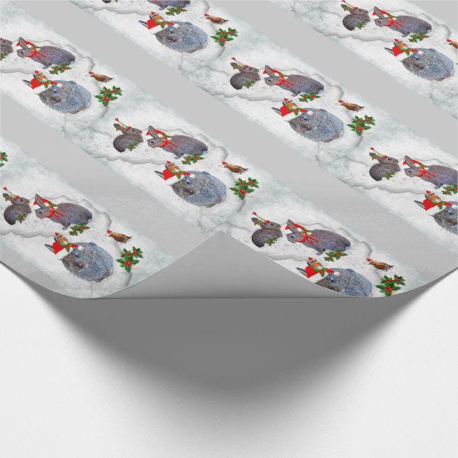 Papier Cadeau Papier d'emballage de la fête de Noël des lapins (Coin)
