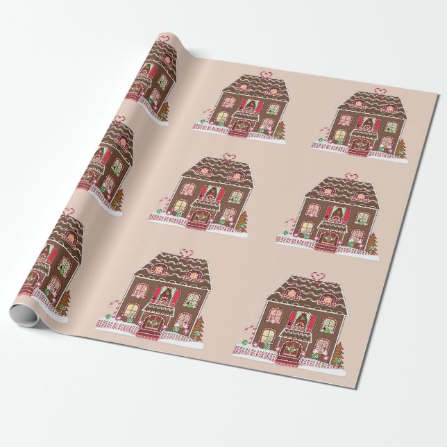 Papier Cadeau papier d'emballage de la maison en pain d'épices (Déroulé)