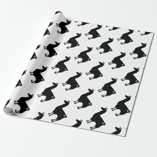 Papier Cadeau Papier d'emballage de lama noir (Déroulé)